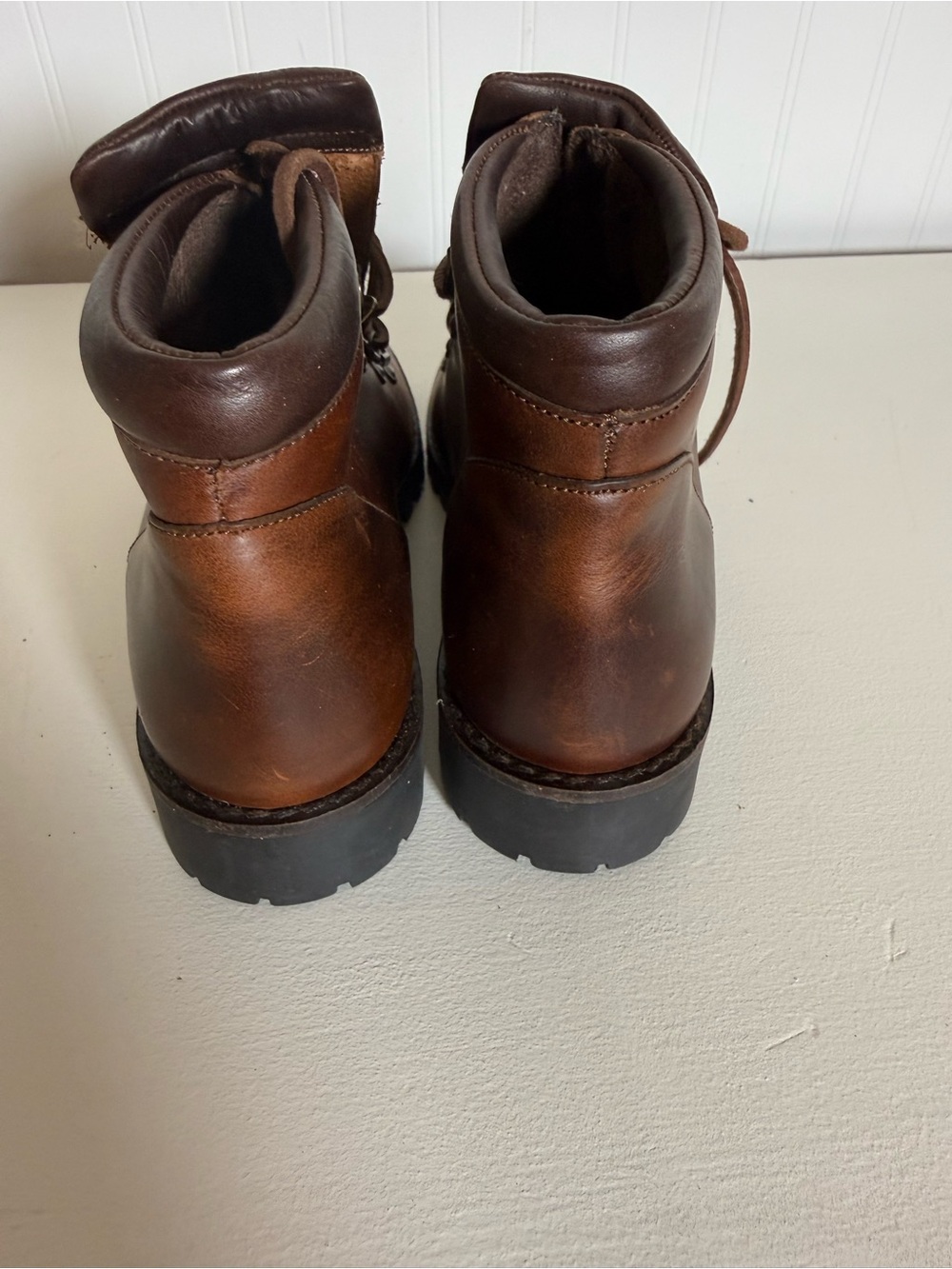 Vintage Timberland Brown Leather Hiking Boots Made in Italy Women’s 8.5 - Picture 9 of 13